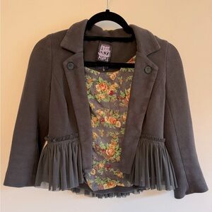 FREE PEOPLE RUFFLE PEPLUM BLAZER size 0